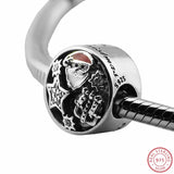 925 Silver Christmas Wine Glass Beads Santa Claus Bracelet DIY Natural