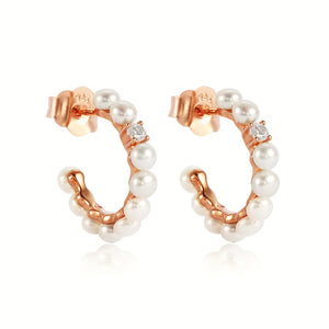 Laya 925 Silver C Arc Pearl Drop Earrings Wedding Jewelry