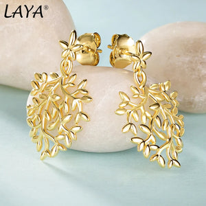 Laya 925 Sterling Silver Leaf Drop Earrings For Women Jewelry