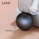 Laya 925 Sterling Silver Pearl CZ Earrings Wedding Jewelry