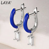Laya 925 Silver Colored Crystal Drop Earrings Women Charm Jewelry