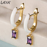 Laya 925 Silver Colored Crystal Drop Earrings Women Charm Jewelry
