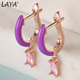Laya 925 Silver Colored Crystal Drop Earrings Women Charm Jewelry