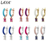 Laya 925 Silver Colored Crystal Drop Earrings Women Charm Jewelry