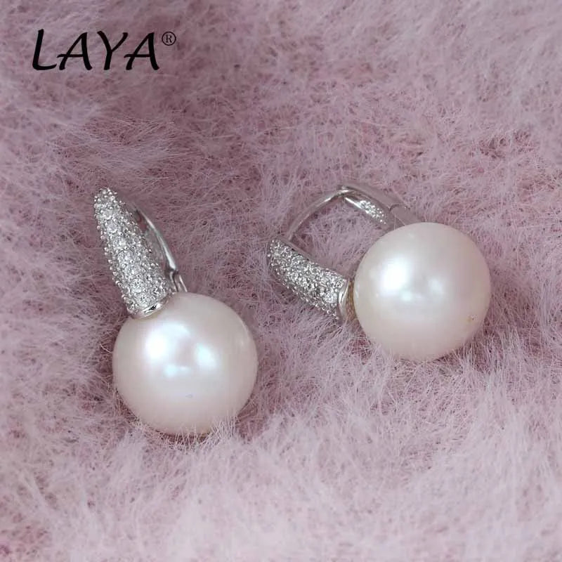Laya 925 Silver Pearl Dangle Earrings Girls Wedding Fine Jewelry