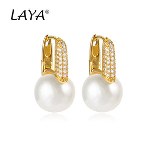 Laya 925 Silver Pearl Dangle Earrings Girls Wedding Fine Jewelry