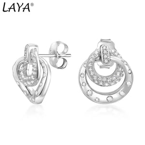 Laya 925 Silver Zircon Stud Earrings - Modern Jewelry
