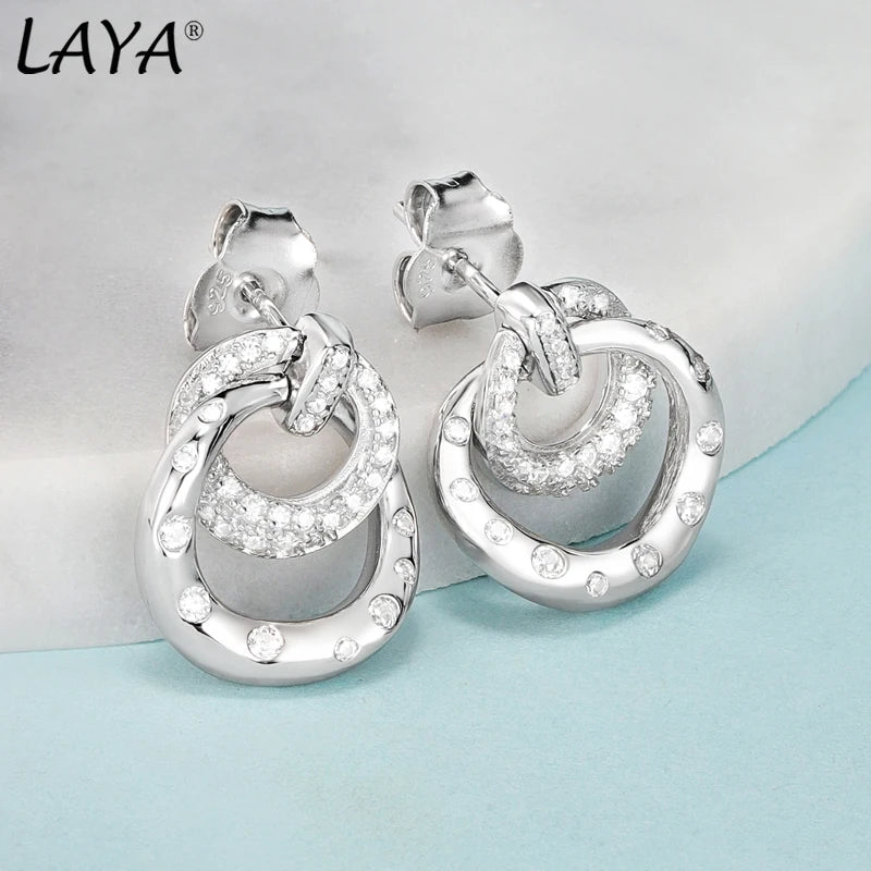 Laya 925 Silver Zircon Stud Earrings - Modern Jewelry