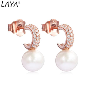 925 Silver Zircon Pearl Earrings for Women