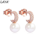 925 Silver Zircon Pearl Earrings for Women