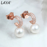 925 Silver Zircon Pearl Earrings for Women
