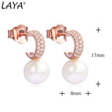 925 Silver Zircon Pearl Earrings for Women