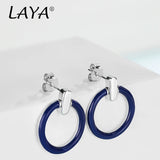 Laya 925 Silver Enamel Jewelry Pink Earrings for Women
