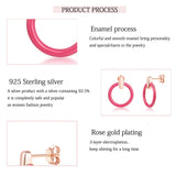 Laya 925 Silver Enamel Jewelry Pink Earrings for Women