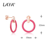 Laya 925 Silver Enamel Jewelry Pink Earrings for Women