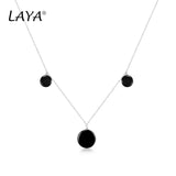 Laya 925 Sterling Silver Enamel Round Necklace Women Wedding Jewelry