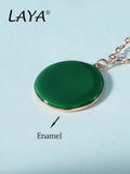 Laya 925 Sterling Silver Enamel Round Necklace Women Wedding Jewelry