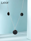 Laya 925 Sterling Silver Enamel Round Necklace Women Wedding Jewelry