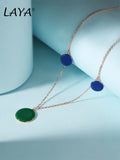 Laya 925 Sterling Silver Enamel Round Necklace Women Wedding Jewelry