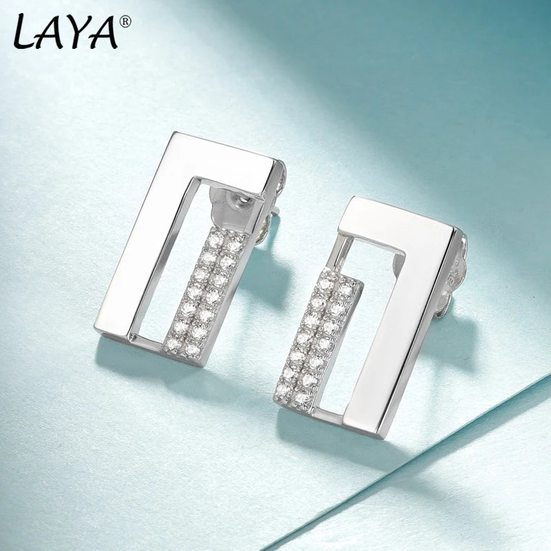 Laya 925 Silver Zircon Stud Earrings Women Jewelry