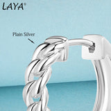 Sterling Silver Retro Chain Hoop Earrings