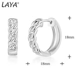Sterling Silver Retro Chain Hoop Earrings
