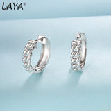 Sterling Silver Retro Chain Hoop Earrings