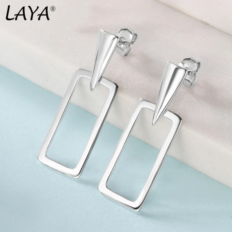 Laya 925 Silver Geometric Drop Earrings For Women