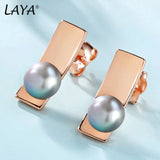 Laya Freshwater Bread Pearl Earrings 925 Sterling Silver Stud Earrings