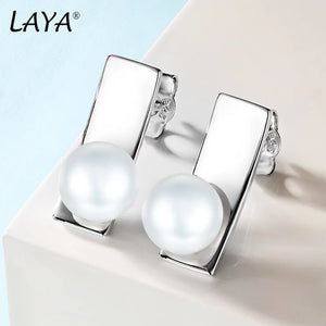 Laya Freshwater Bread Pearl Earrings 925 Sterling Silver Stud Earrings