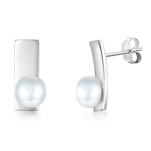 Laya Freshwater Bread Pearl Earrings 925 Sterling Silver Stud Earrings