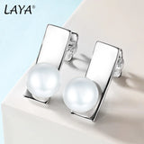 Laya Freshwater Bread Pearl Earrings 925 Sterling Silver Stud Earrings