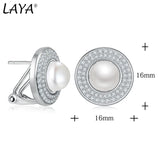 Laya Pearl Earrings 925 Silver Zirconia Studs