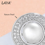Laya Pearl Earrings 925 Silver Zirconia Studs