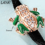 925 Silver CZ Enamel Frog Bracelet For Women