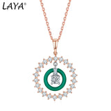 Laya 925 Sterling Silver CZ Enamel Circle Necklace for Women