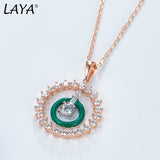 Laya 925 Sterling Silver CZ Enamel Circle Necklace for Women