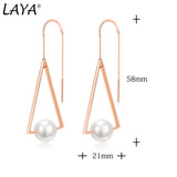 Laya Shell Pearl Drop Earrings 925 Sterling Silver Geometric Triangle Jewelry