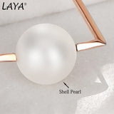 Laya Shell Pearl Drop Earrings 925 Sterling Silver Geometric Triangle Jewelry
