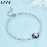 925 Sterling Silver Zircon Enamel Bracelet Retro Style