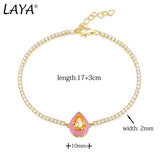 Laya Silver Bracelet 925 Sterling Silver Pink Enamel Jewelry