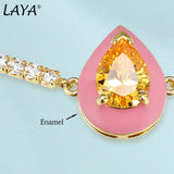 Laya Silver Bracelet 925 Sterling Silver Pink Enamel Jewelry