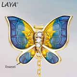 Laya Silver Butterfly Drop Earrings 925 Silver Freshwater Pearl Enamel Jewelry