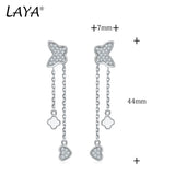 Laya Silver Butterfly Tassel Earrings 925 Sterling Silver High Zircon Enamel