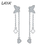 Laya Silver Butterfly Tassel Earrings 925 Sterling Silver High Zircon Enamel