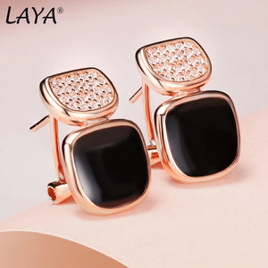 Laya Silver Drop Earrings 925 Sterling Silver Orange Enamel Fine Jewelry
