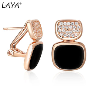 Laya Silver Drop Earrings 925 Sterling Silver Orange Enamel Fine Jewelry