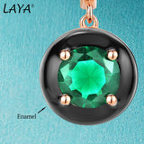 Laya Silver Earrings 925 Sterling Silver Green Glass Enamel Jewelry