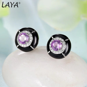 Laya Silver Earrings 925 Sterling Red Enamel Fine Jewelry