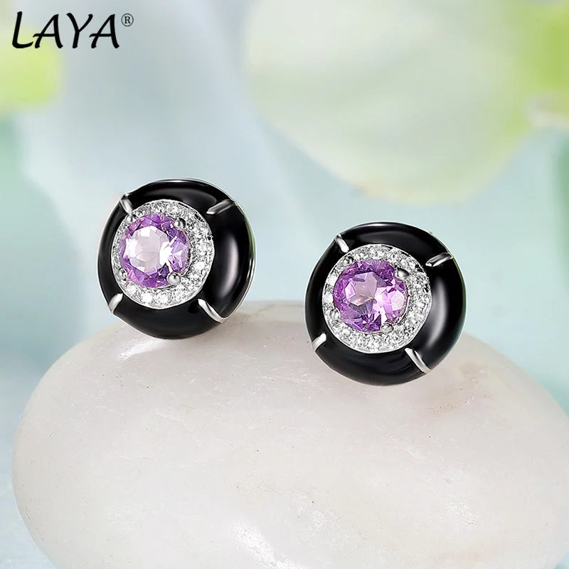 Laya Silver Earrings 925 Sterling Red Enamel Fine Jewelry